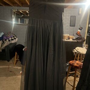 Aidan Mattox Black Strapless Tulle Gown